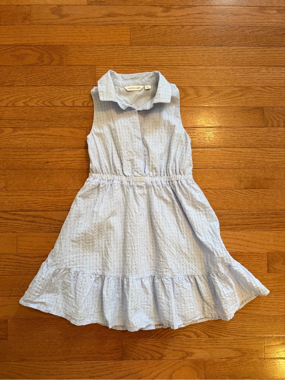 Janie and Jack Light Blue Seersucker Collar Dress